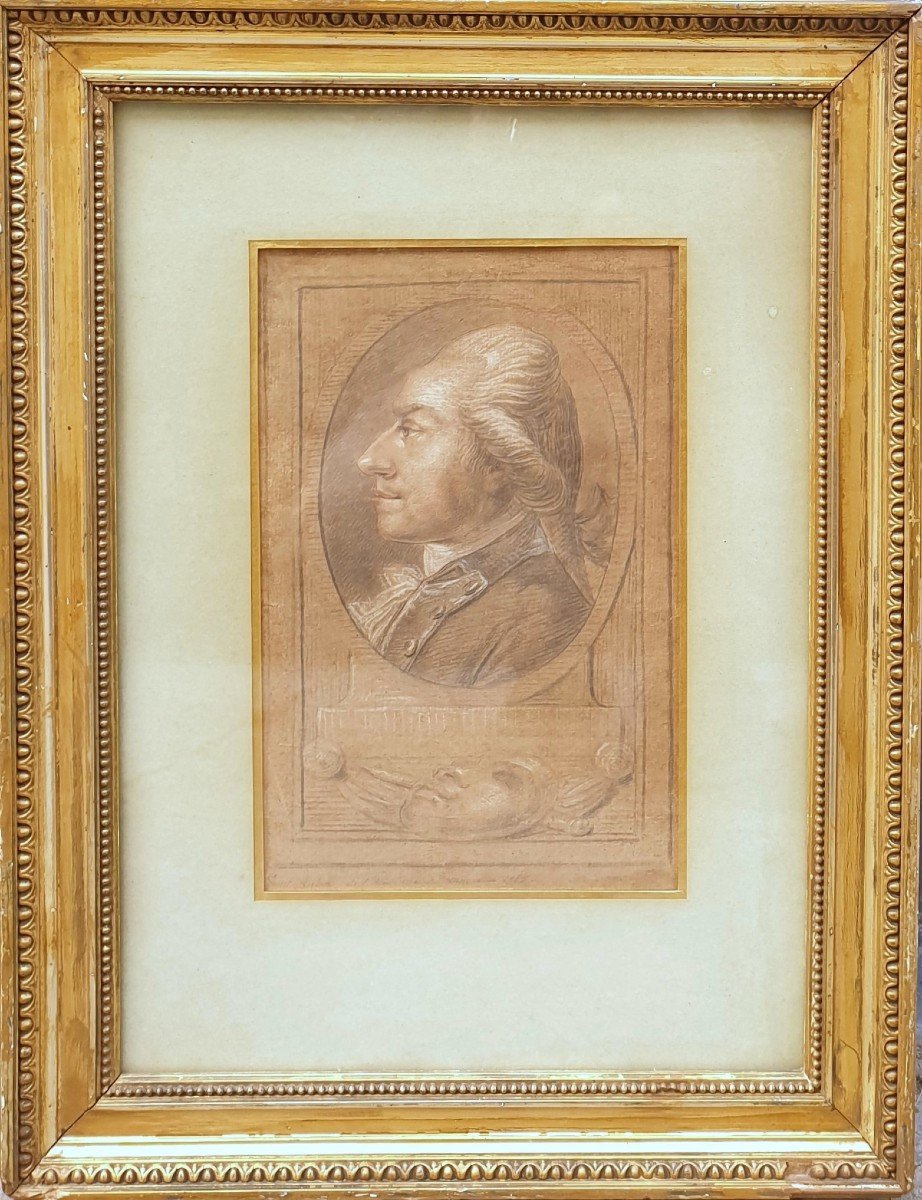 Ecole française du XVIIIe siècle - Portrait d'Augustin d'Herbez dit Saint-Aubin