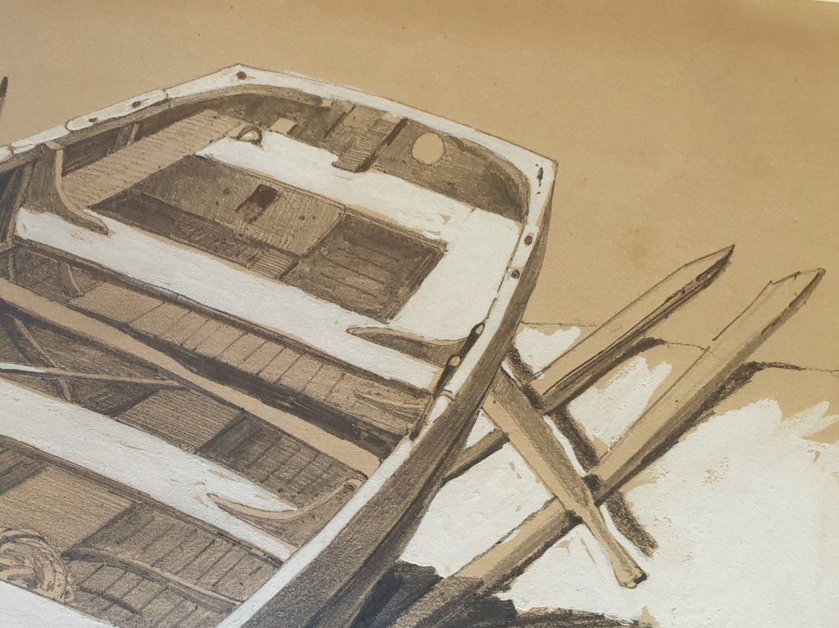 French School From The Mid-19th Century - Study Of A Boat-photo-1