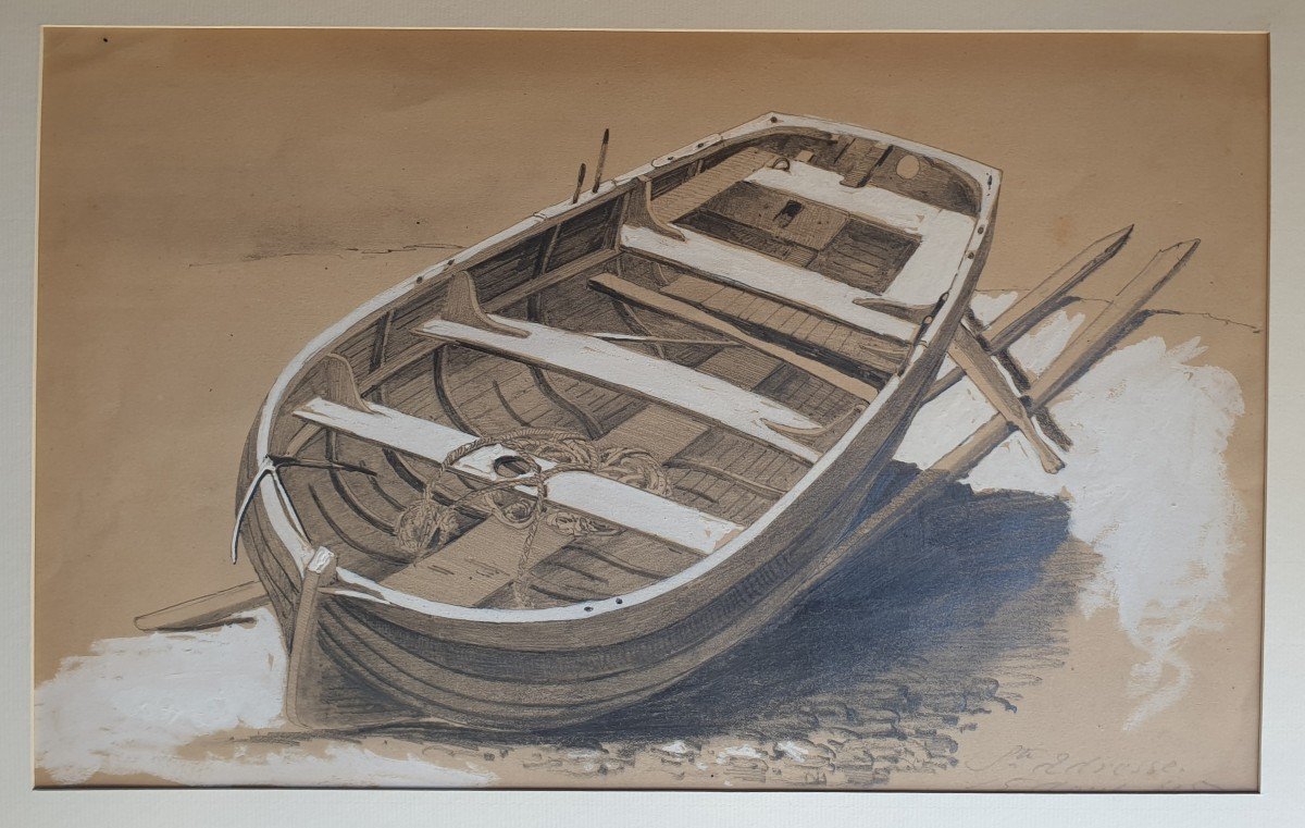 French School From The Mid-19th Century - Study Of A Boat