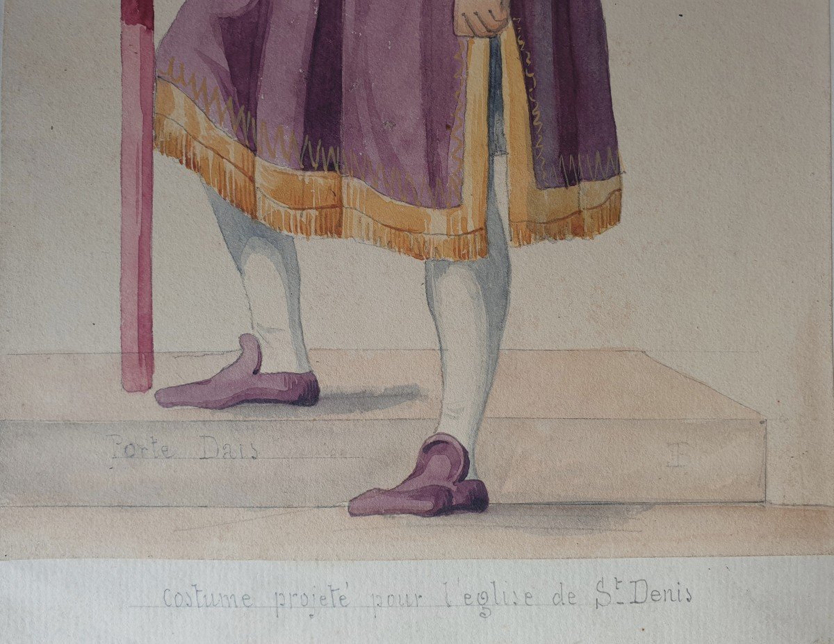 Ecole française du XIXe siècle - Etude de costume pour un porte dais-photo-4