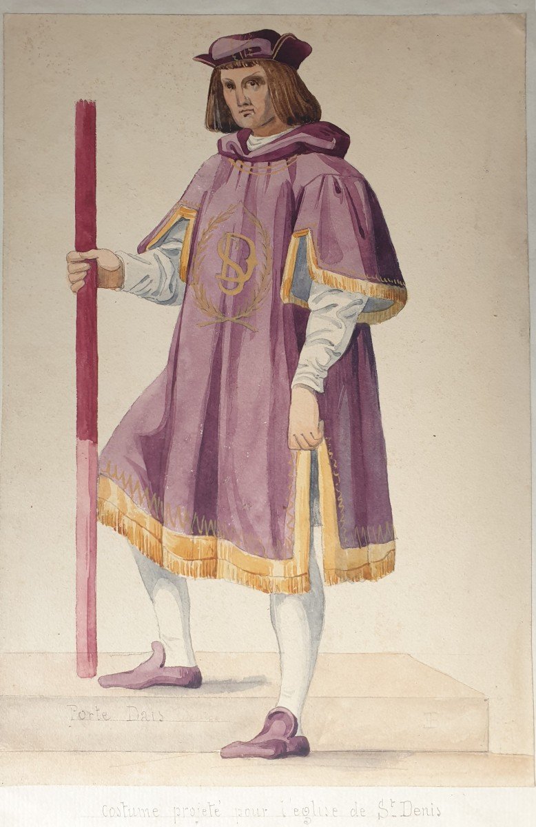 Ecole française du XIXe siècle - Etude de costume pour un porte dais
