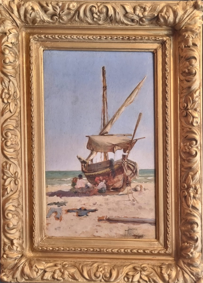Felipe MASO DE FALP - Bateau sur la plage de Sitges en Catalogne-photo-2