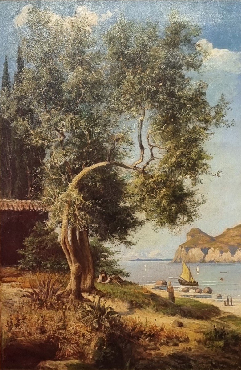 Vincent Courdouan (attributed To) - Lively Cove On The Cote d'Azur
