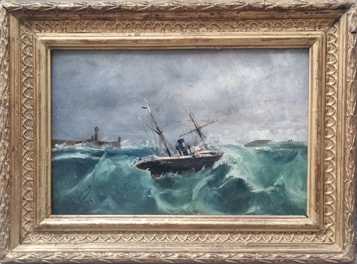 Francisco BLASCO - Un bateau espagnol par une mer agitée-photo-2