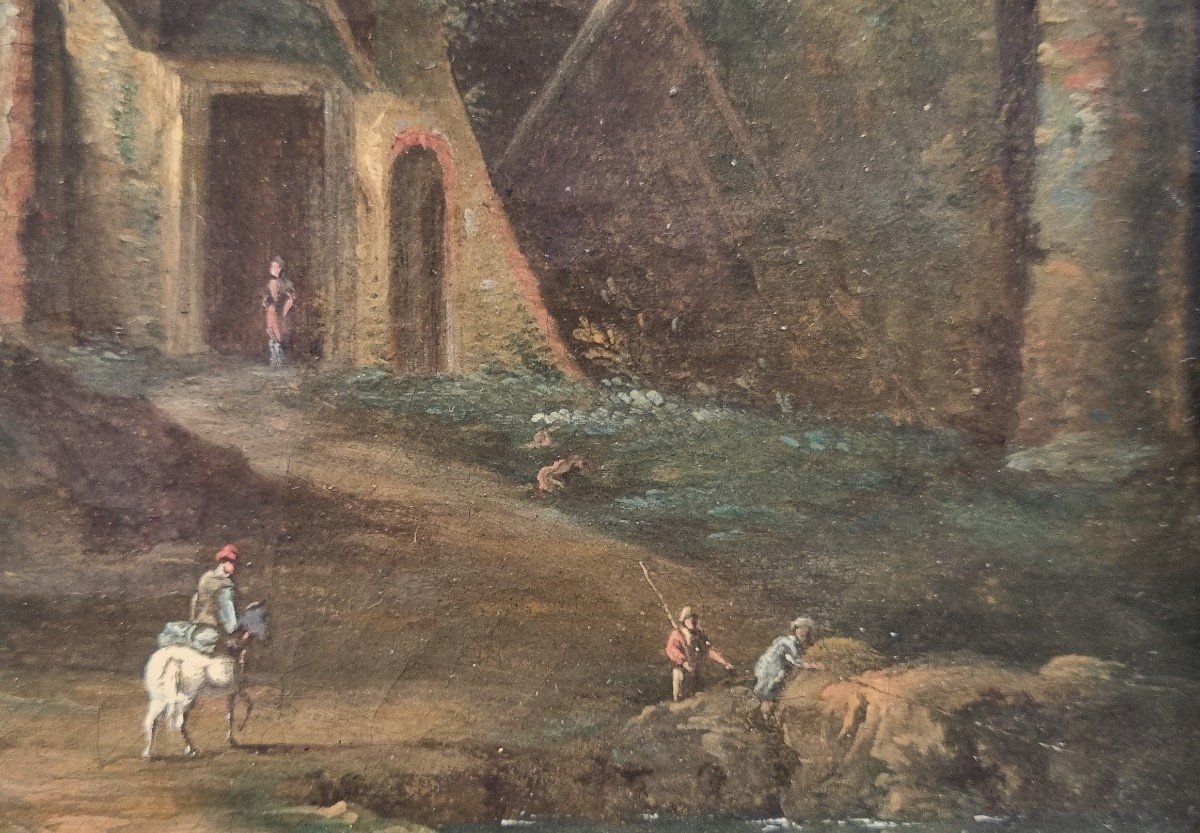 French Or Italian School Of The 18th Century - Animated Landscape With A Ruin -photo-1
