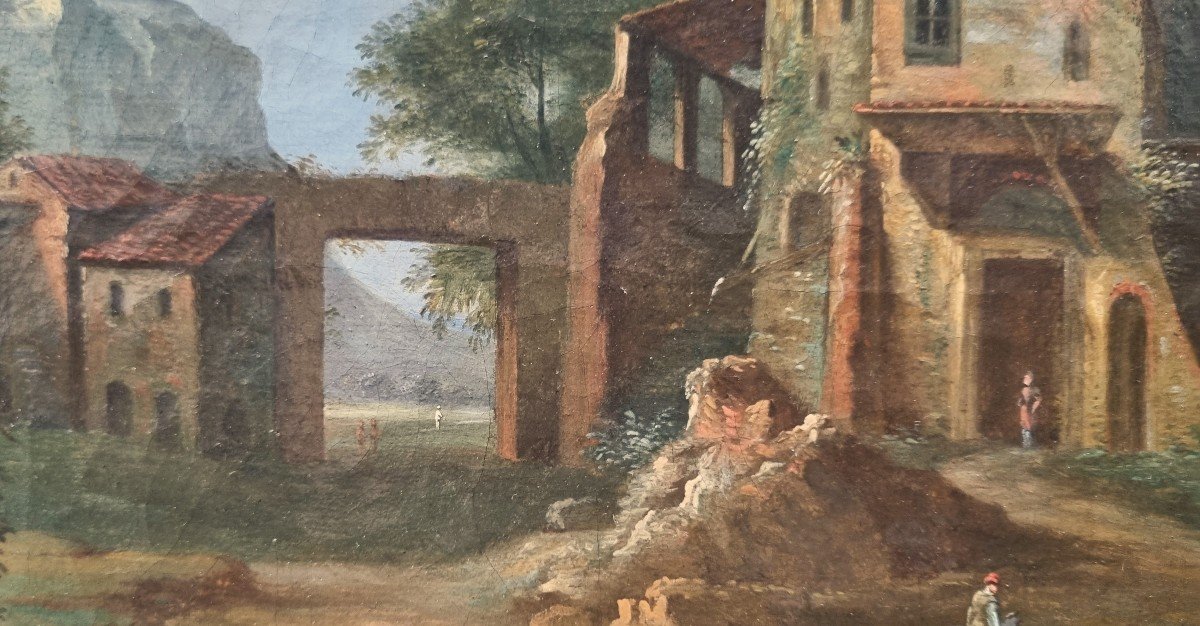 French Or Italian School Of The 18th Century - Animated Landscape With A Ruin -photo-3