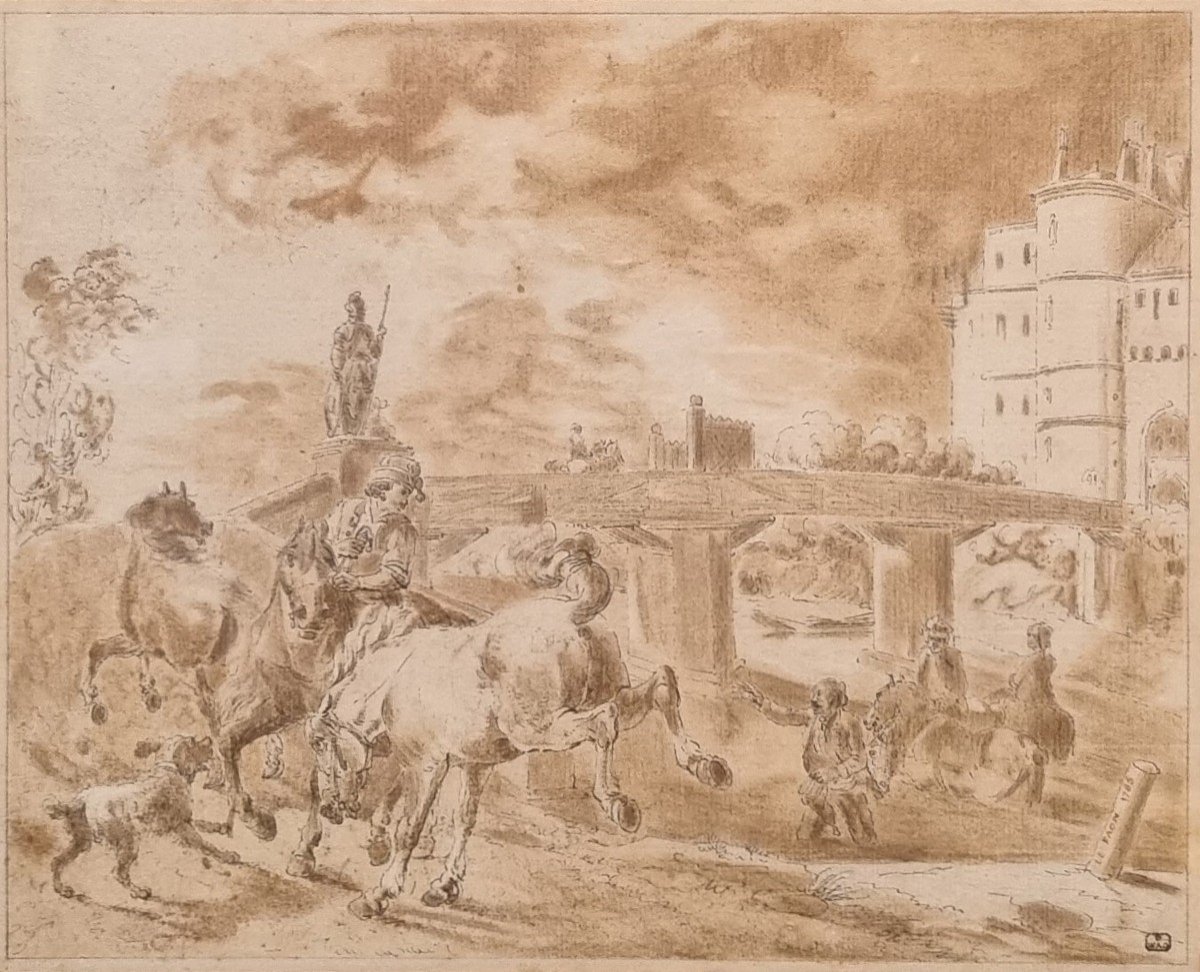 Jean-baptiste Le Paon - Scene Of Soldiers Near A Castle