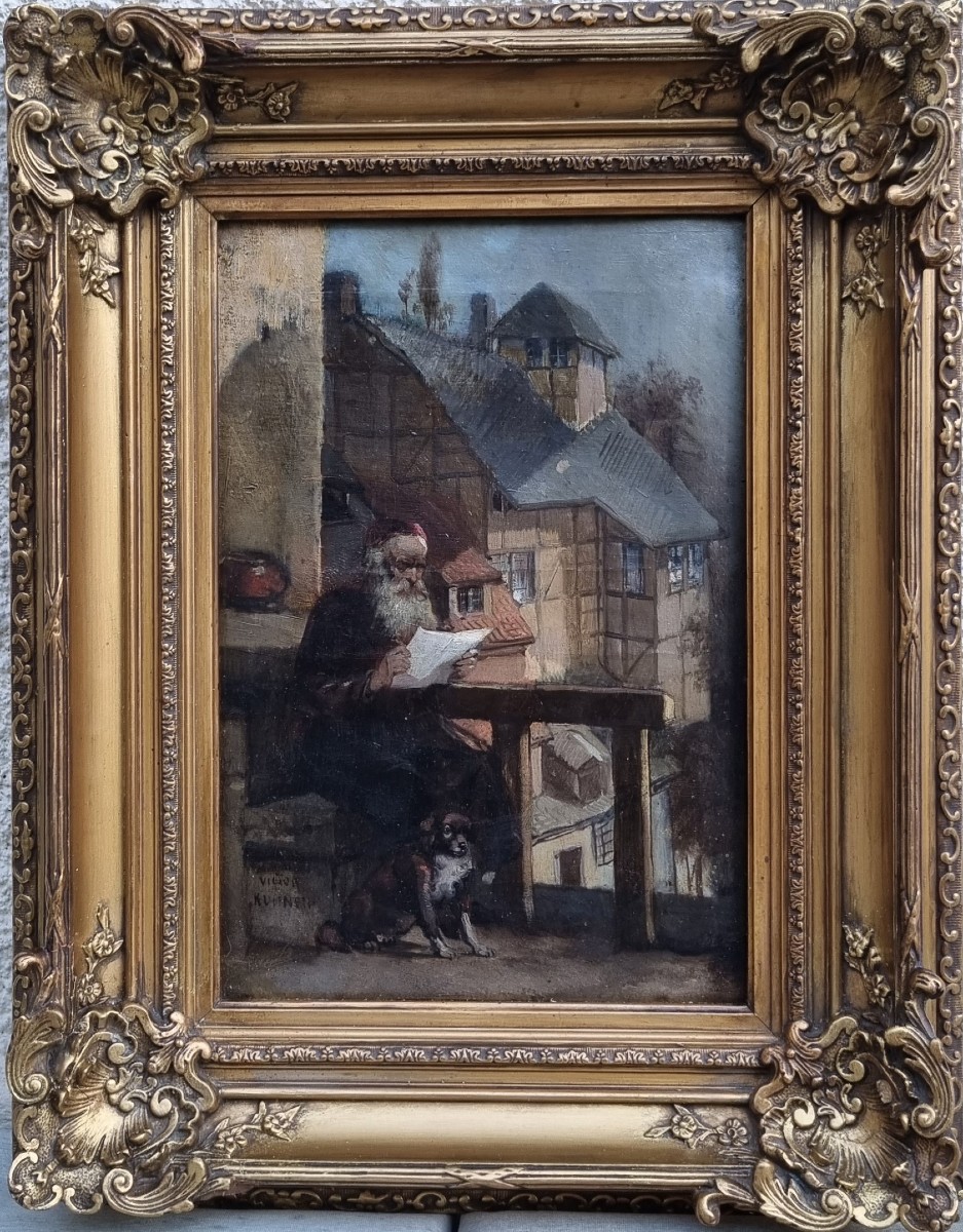 Victor Kuhnen - The Old Man And His Dog On His Balcony In Bruges-photo-2