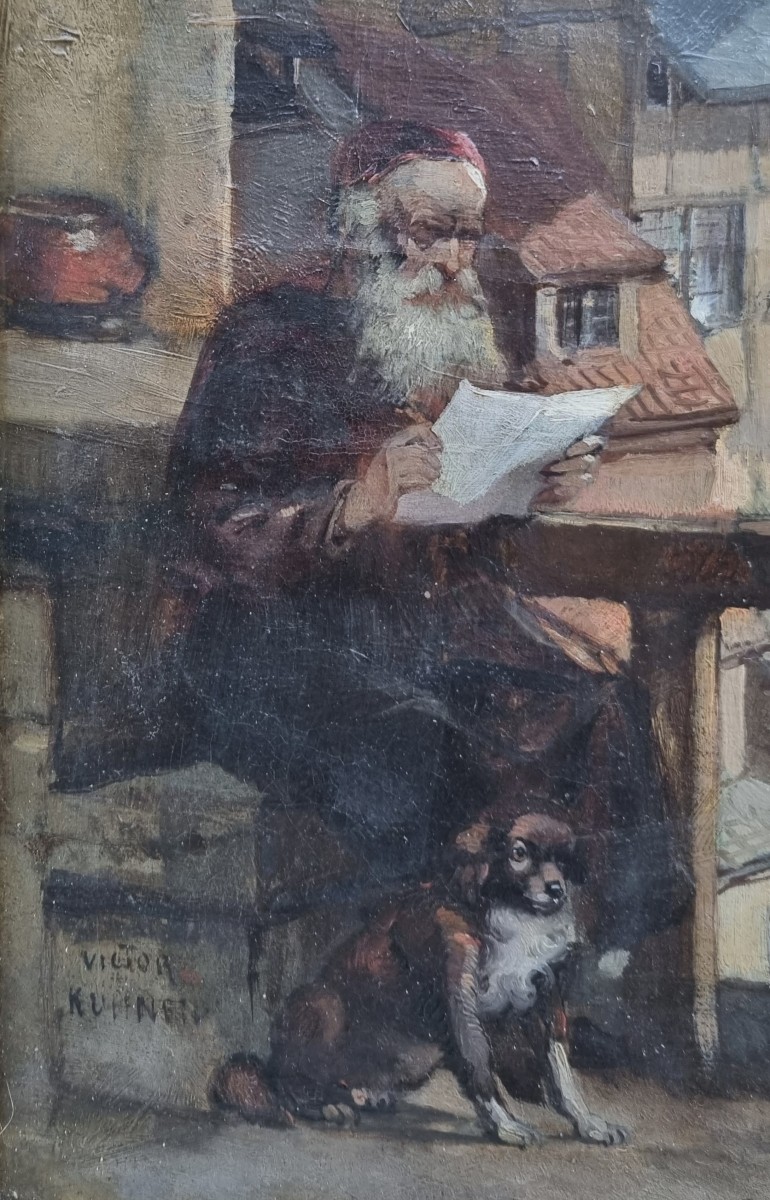 Victor Kuhnen - The Old Man And His Dog On His Balcony In Bruges-photo-4