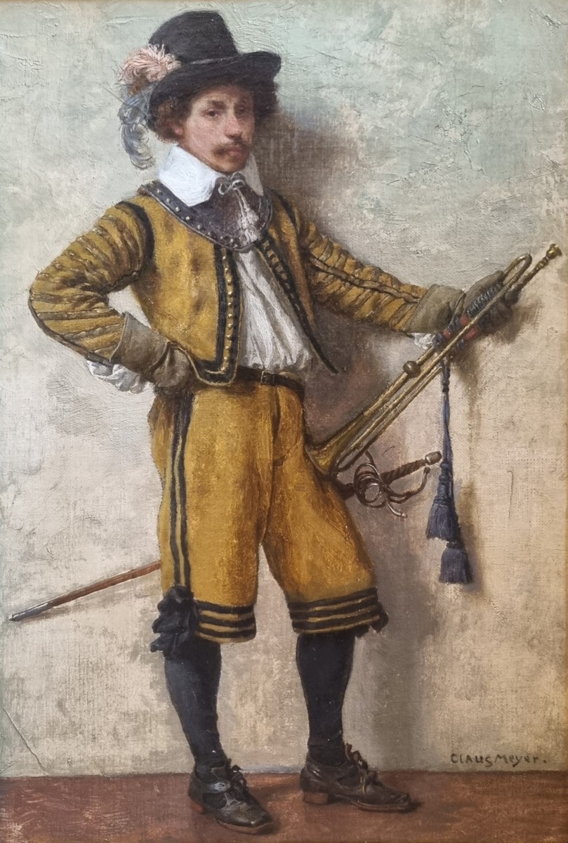 Claus MEYER - Portrait d'un soldat allemand en costume avec une trompette