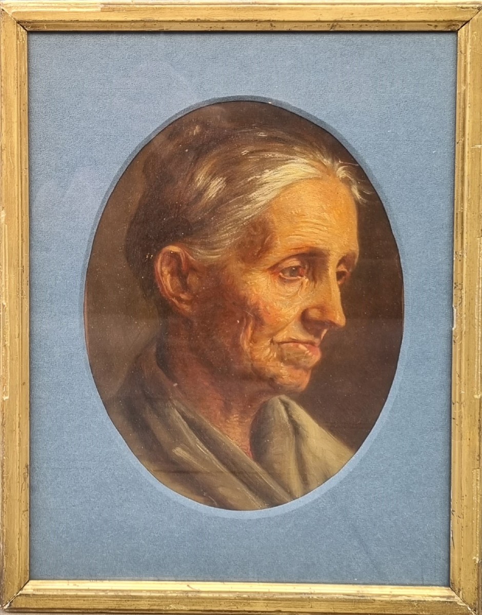 Ecole française de la fin du XIXe siècle - Portrait d'une vieille Bretonne-photo-2