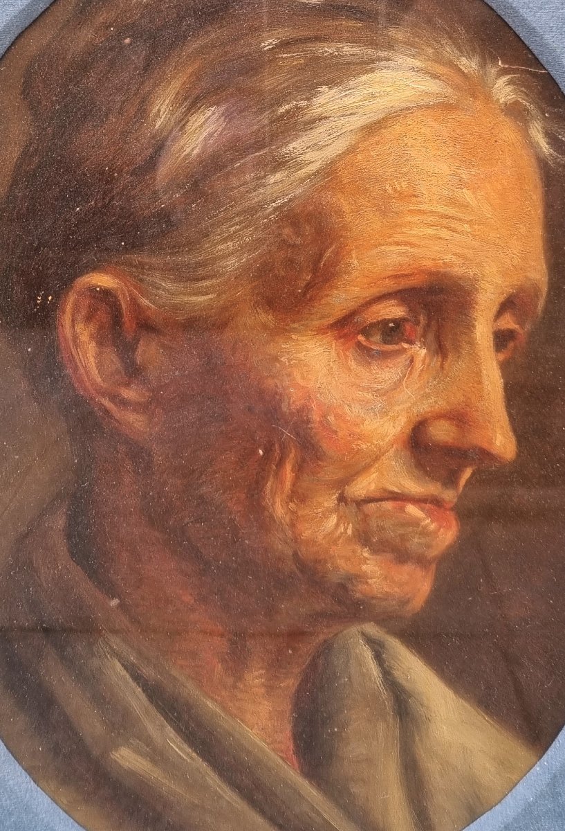 Ecole française de la fin du XIXe siècle - Portrait d'une vieille Bretonne-photo-4