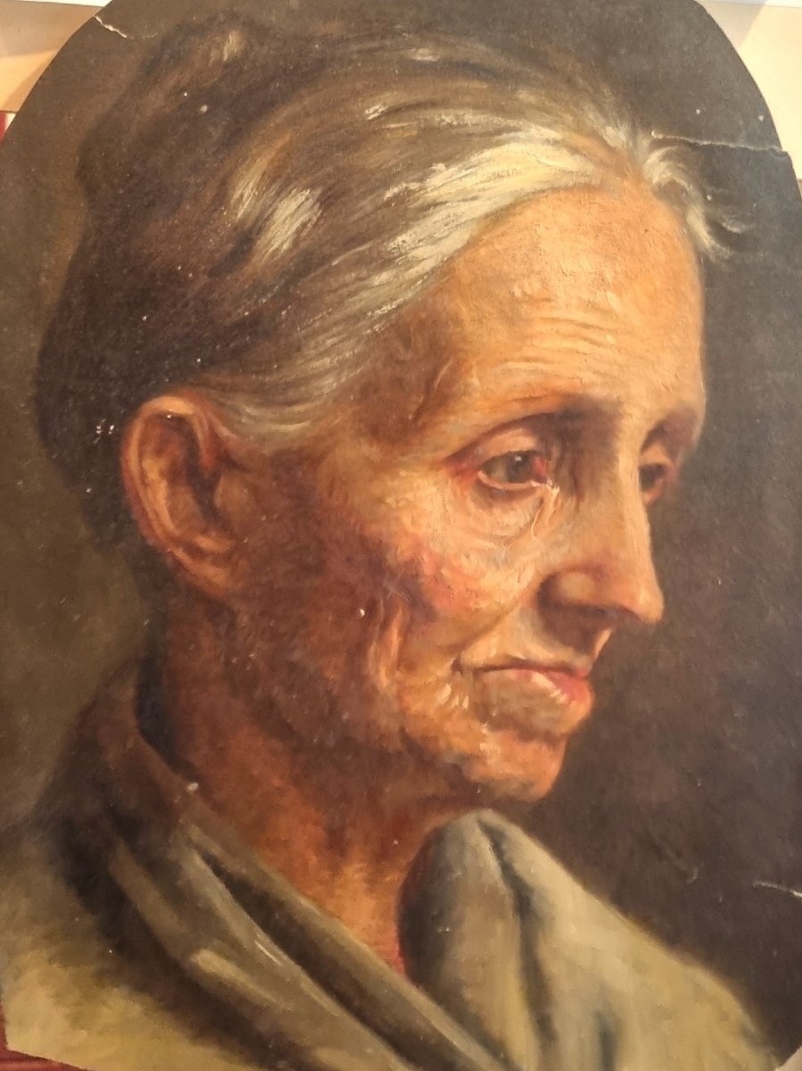 Ecole française de la fin du XIXe siècle - Portrait d'une vieille Bretonne-photo-1