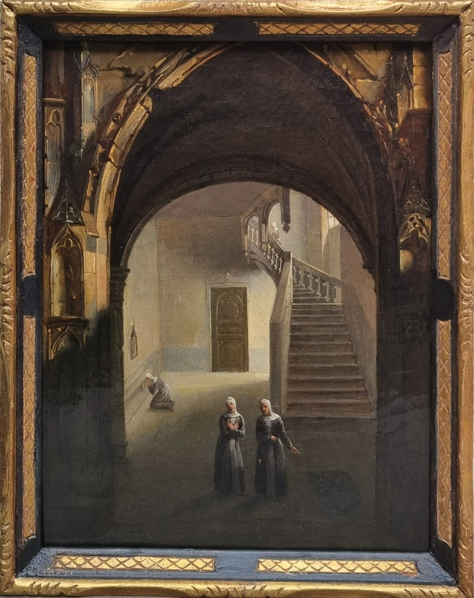 François-marius Granet (entourage Of) - Interior Of A Convent With Nuns-photo-2