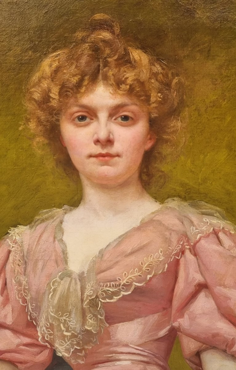 Pierre OUTIN - Portrait de jeune femme avec un éventail-photo-3