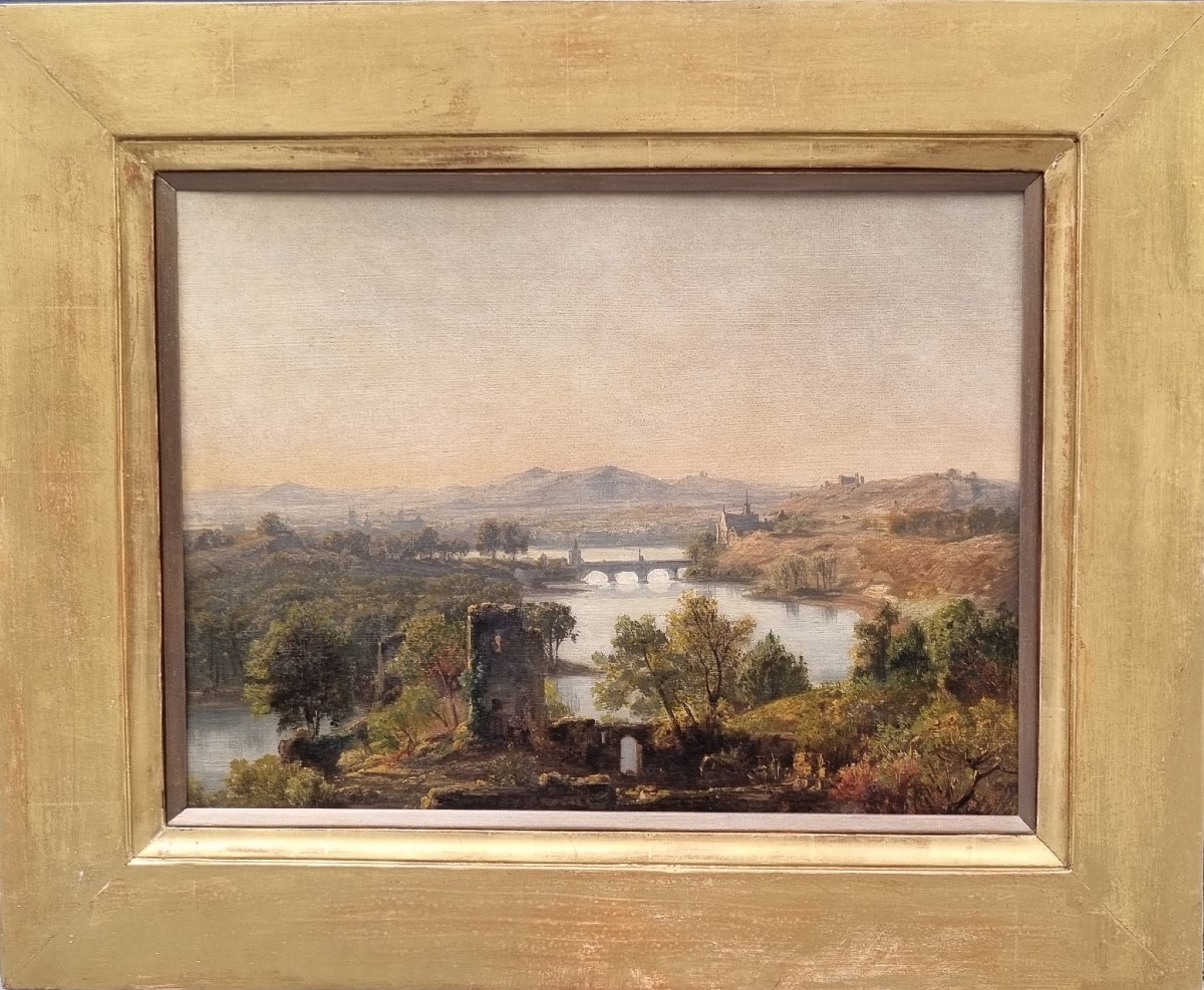 Jan KOBELL L'aîné - Paysage avec des ruines, une rivière et un pont-photo-2