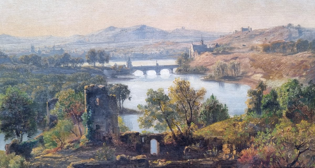 Jan KOBELL L'aîné - Paysage avec des ruines, une rivière et un pont-photo-1