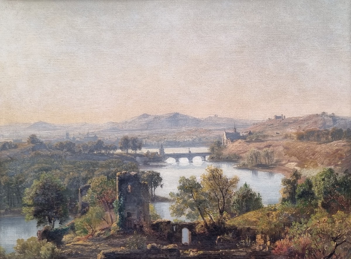 Jan KOBELL L'aîné - Paysage avec des ruines, une rivière et un pont