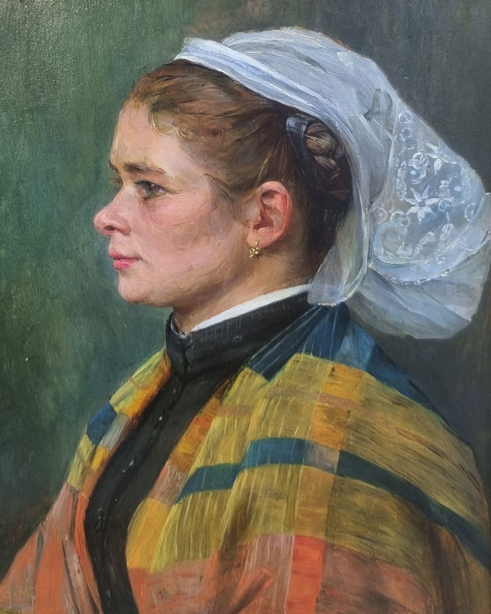 Félix BERNE-BELLECOUR - Portrait de Léontine Oury en costume tourangeau-photo-4