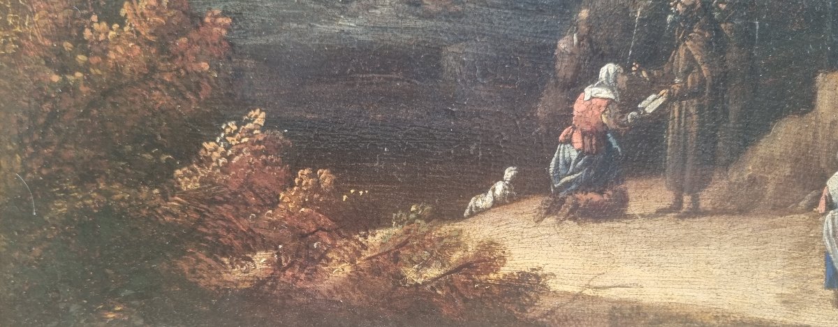 Cornelis Huysmans (attributed To) - Landscape With Pilgrims Visiting Hermits-photo-3