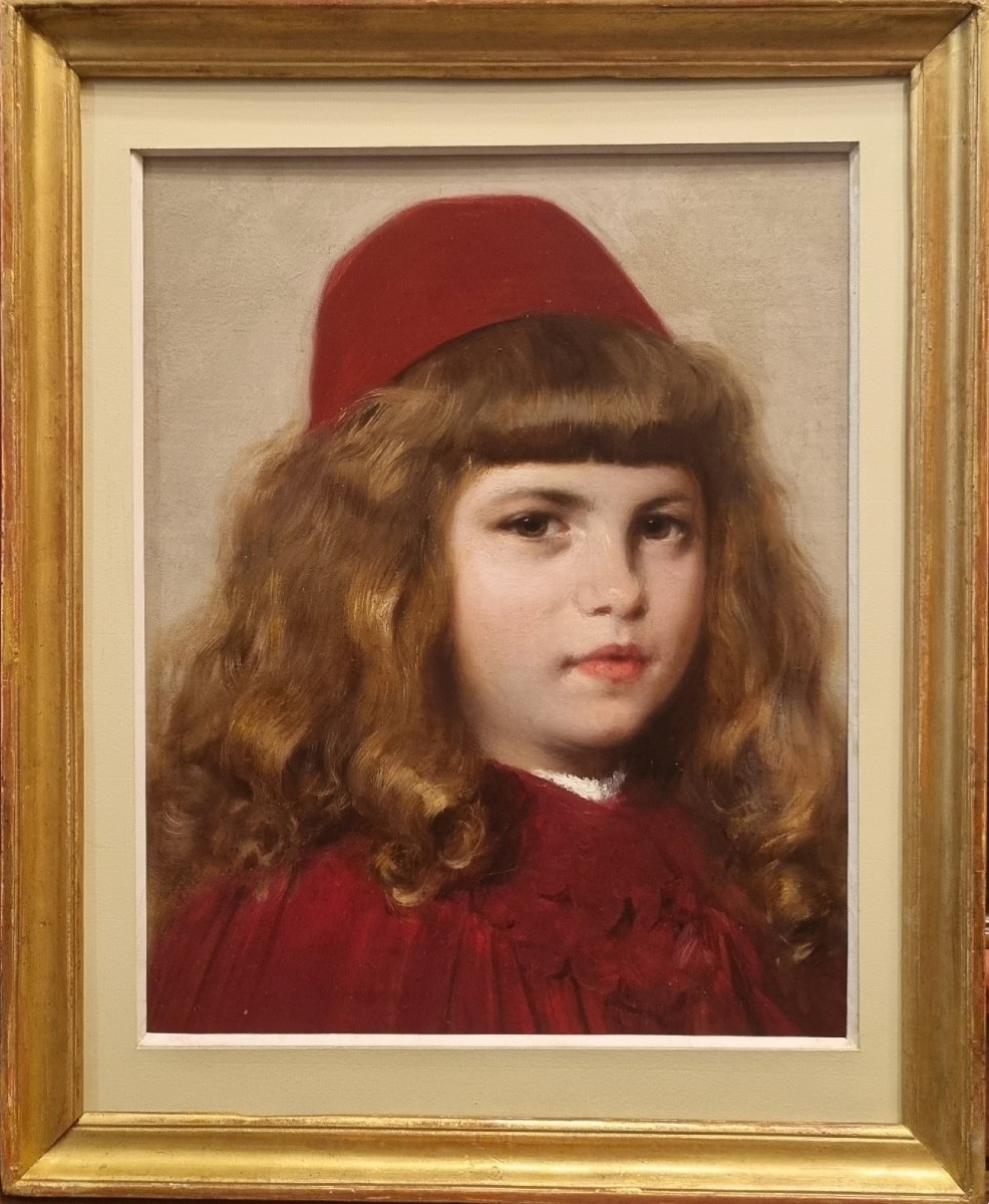 Paul Mathey - Portrait Of A Young Girl In A Red Cap-photo-2