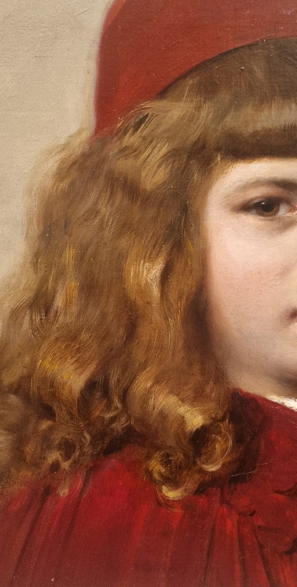 Paul Mathey - Portrait Of A Young Girl In A Red Cap-photo-1