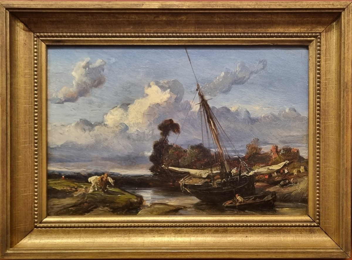 Paul Huet (attributed To) - Landscape With A Boat On An Inlet-photo-2