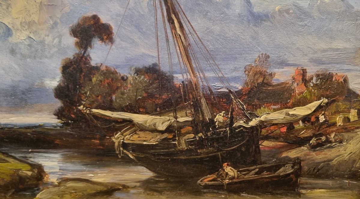 Paul Huet (attributed To) - Landscape With A Boat On An Inlet-photo-4