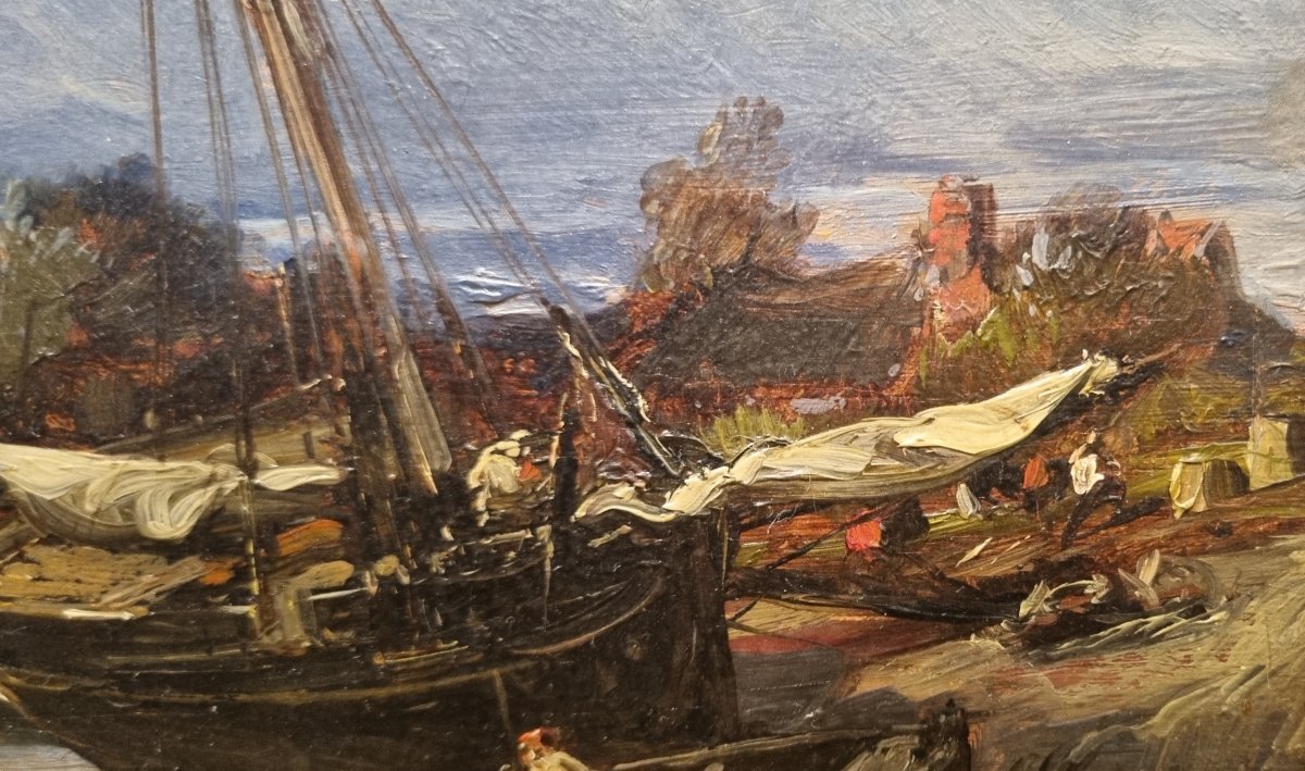 Paul Huet (attributed To) - Landscape With A Boat On An Inlet-photo-1