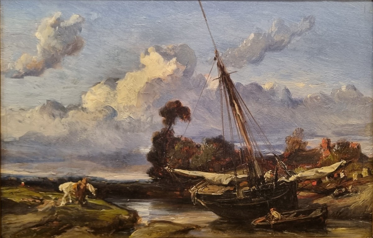 Paul Huet (attributed To) - Landscape With A Boat On An Inlet