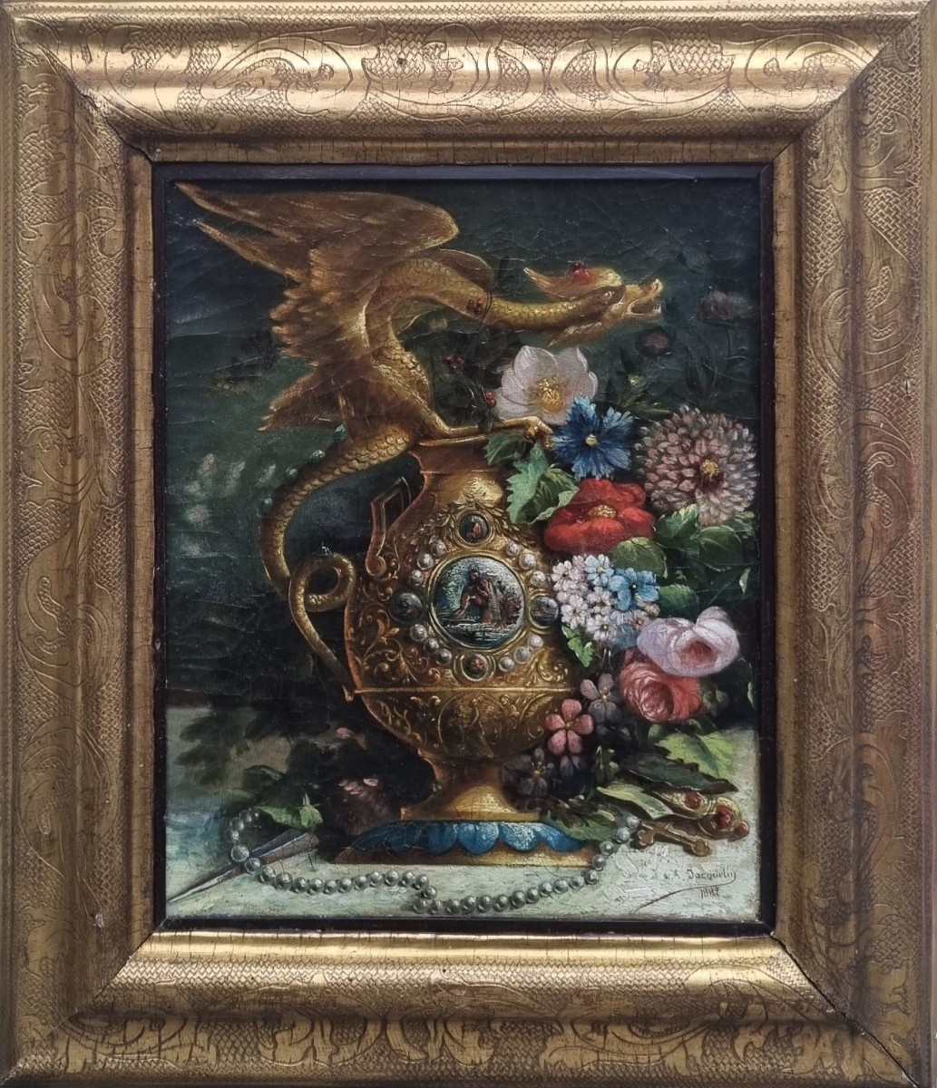 Marguerite JACQUELIN - Nature morte au dragon-photo-2