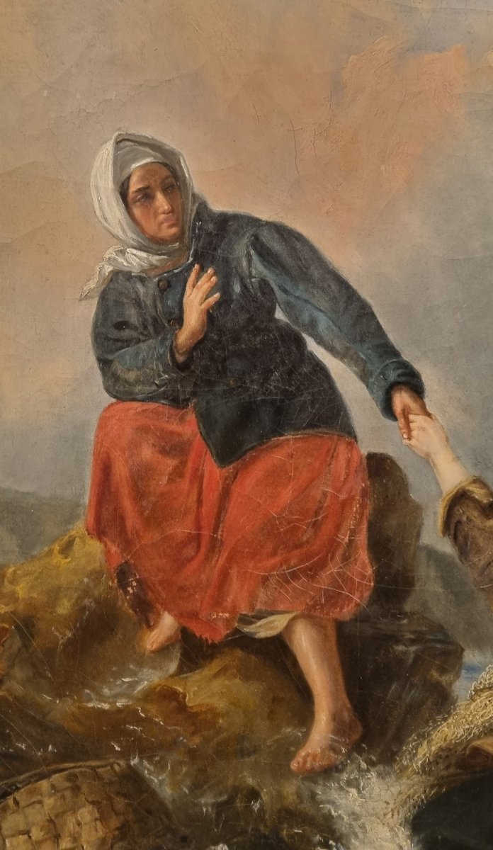 19th-century French School (circle Of Eugène Feyen) - The Shrimp Fisherwomen -photo-3