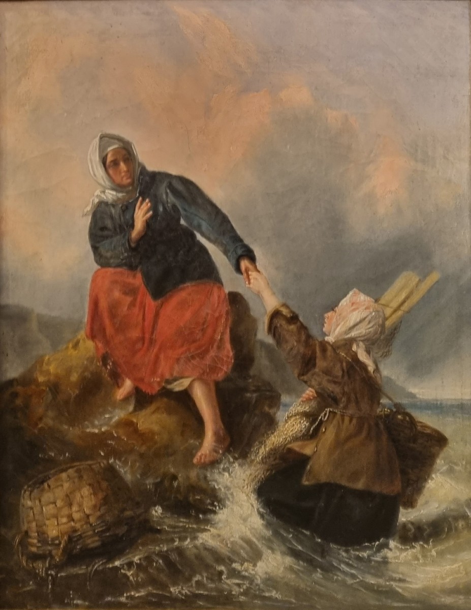 19th-century French School (circle Of Eugène Feyen) - The Shrimp Fisherwomen 