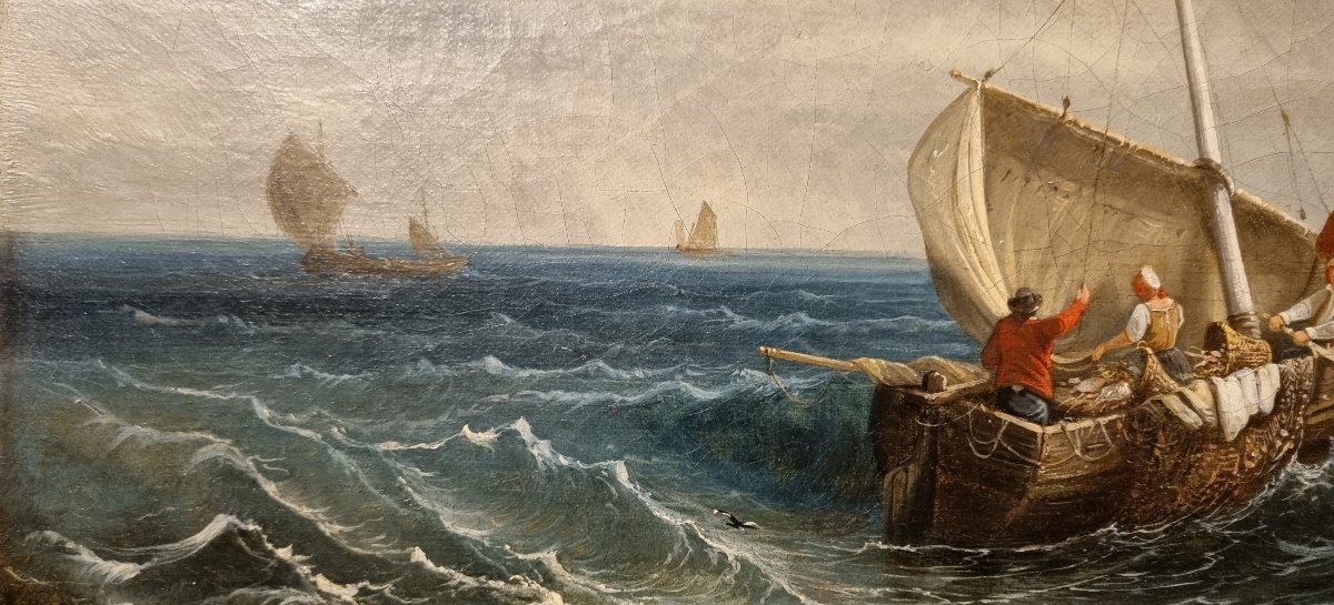 Ecole française ou danoise du XIXe siècle - Bateau à l'approche du port -photo-3