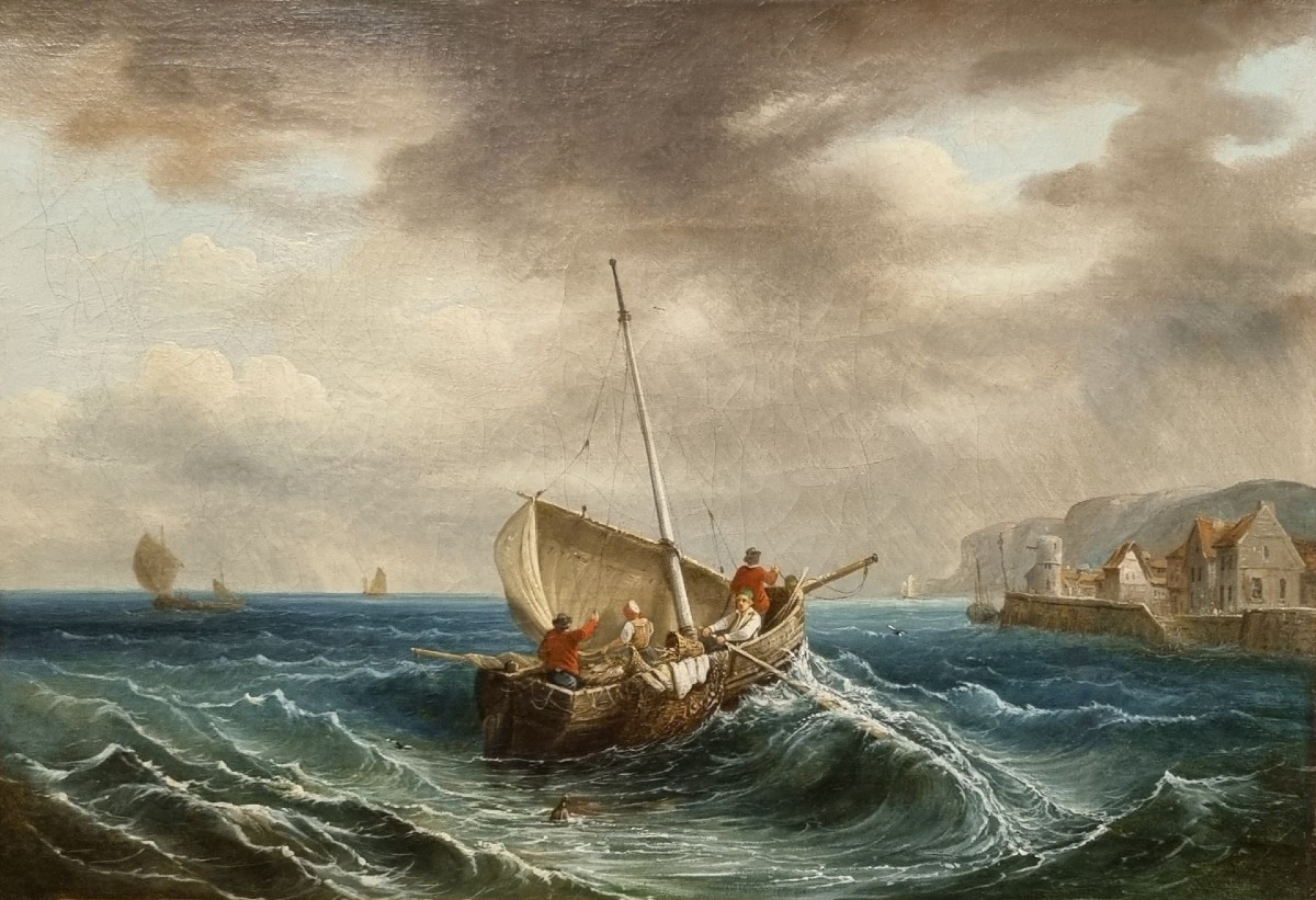 Ecole française ou danoise du XIXe siècle - Bateau à l'approche du port 