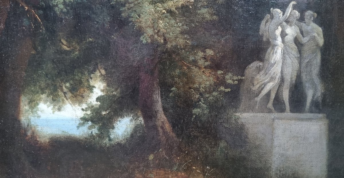 Achille Giroux ( Attributed To) - Landscape With Three Graces-photo-4