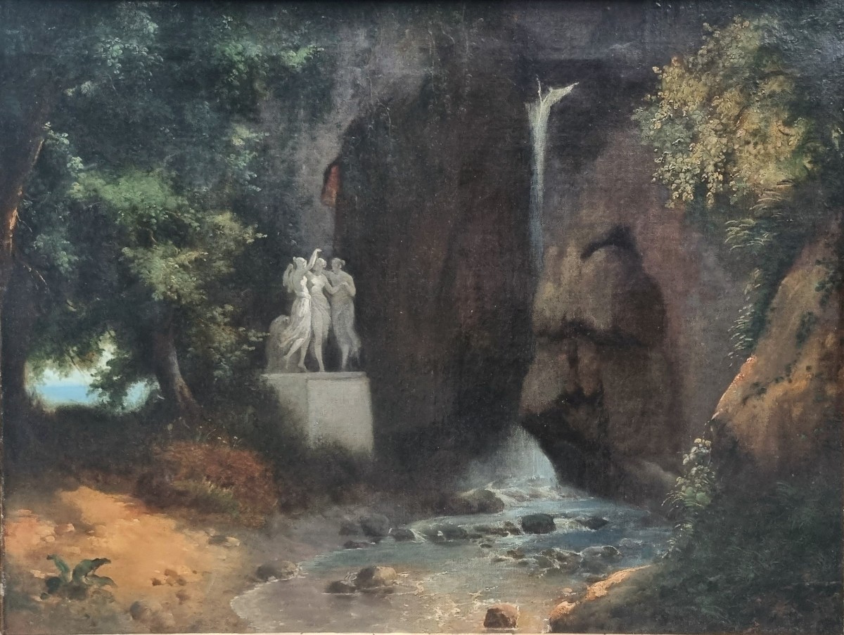 Achille Giroux ( Attributed To) - Landscape With Three Graces