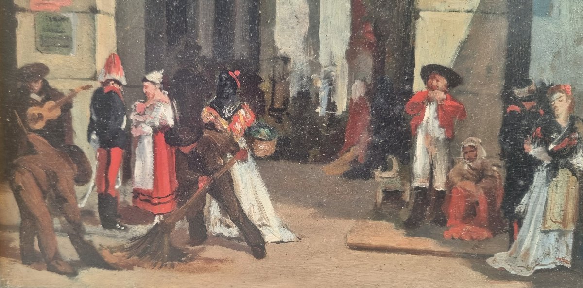 François BOSSUET (Attribué à) - Vue animée d'une ville en Espagne-photo-4