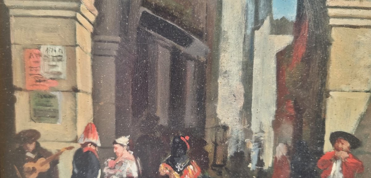 François BOSSUET (Attribué à) - Vue animée d'une ville en Espagne-photo-1