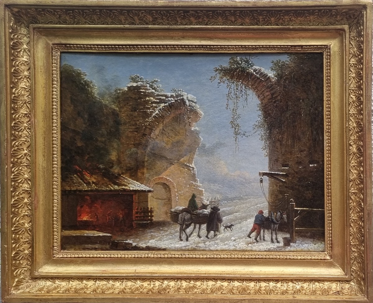 César Van LOO (Attribué à) - Porte de ville en ruine près d"une forge-photo-2