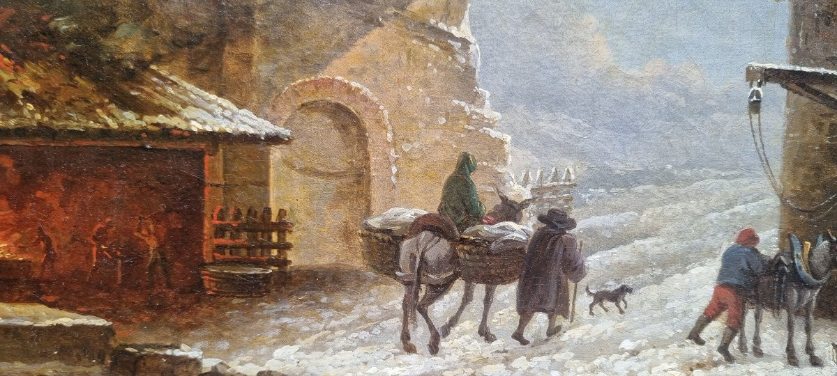 César Van LOO (Attribué à) - Porte de ville en ruine près d"une forge-photo-4