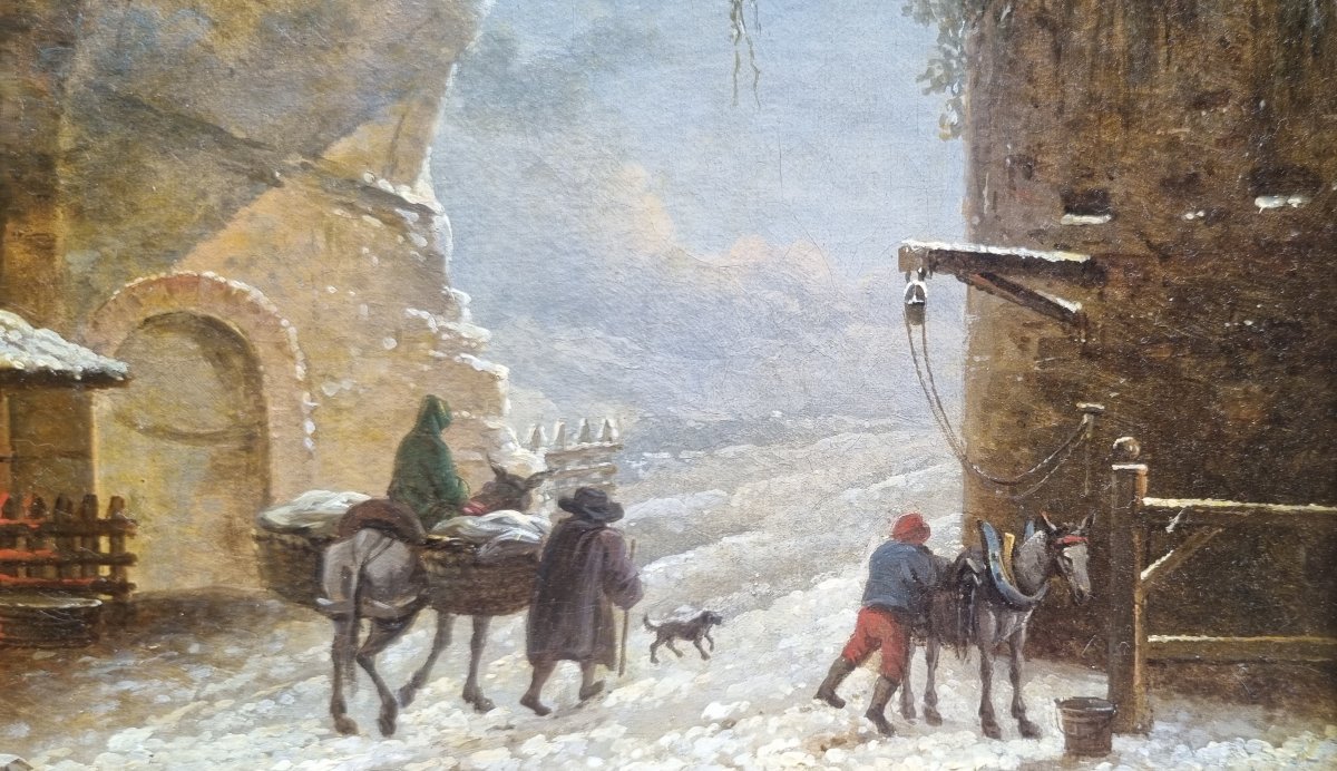 César Van LOO (Attribué à) - Porte de ville en ruine près d"une forge-photo-2