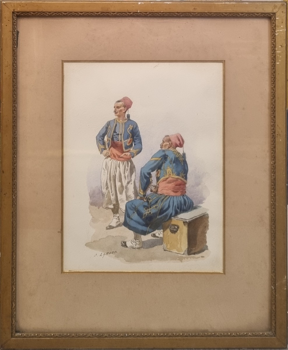 Charles Dominique LAHALLE dit Oscar LAHALLE - Une halte de zouaves-photo-2
