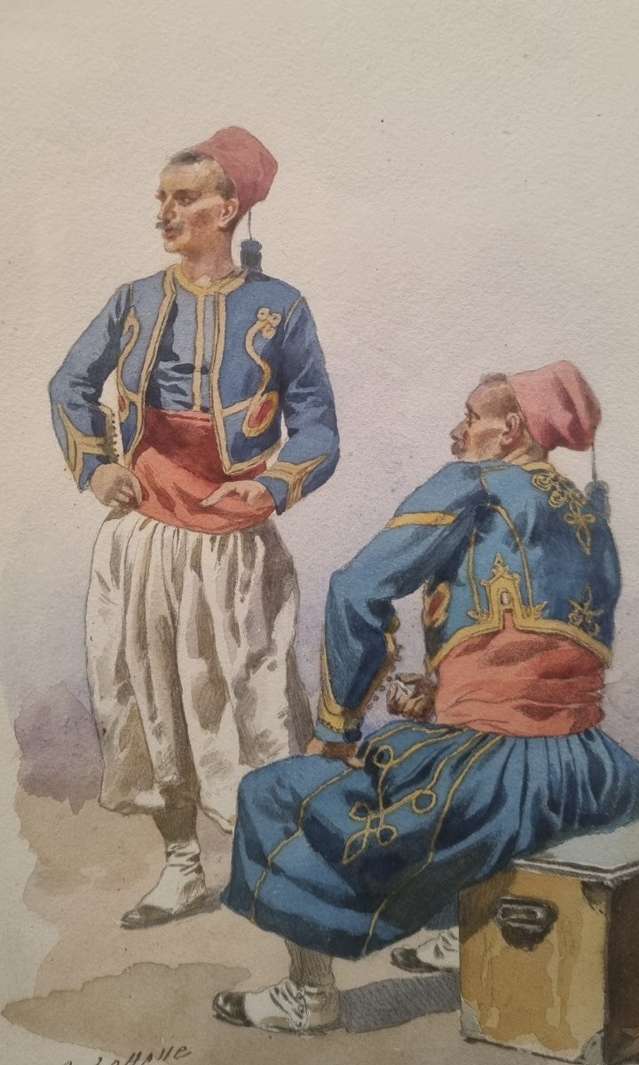 Charles Dominique LAHALLE dit Oscar LAHALLE - Une halte de zouaves-photo-3