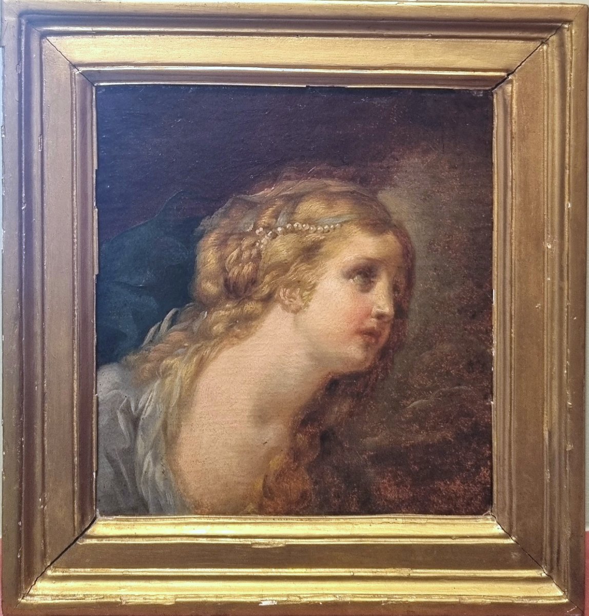 Jean-BaptIste GREUZE (Entourage de ) - Etude pour une Sainte Marie Madeleine -photo-2