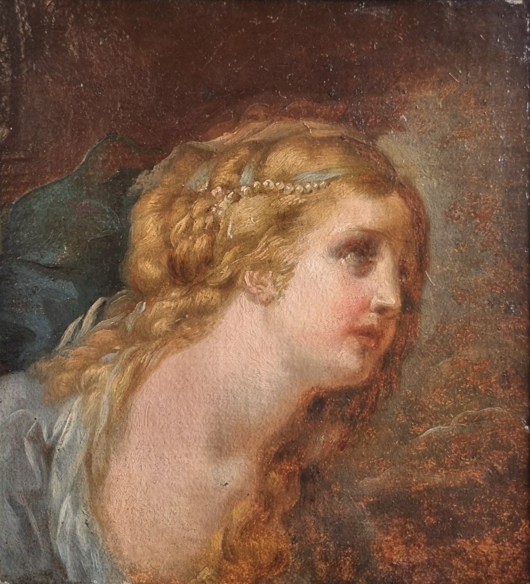 Jean-BaptIste GREUZE (Entourage de ) - Etude pour une Sainte Marie Madeleine 