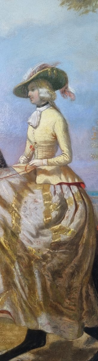 Alfred de DREUX (D'après) - Portrait d'une cavalière en amazone  avec ses chiens-photo-5