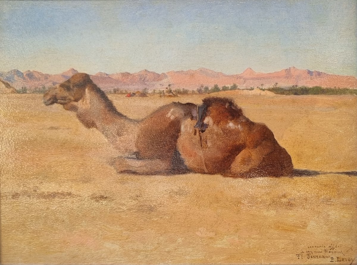 Paul Leroy - North African Landscape With A Dromedary