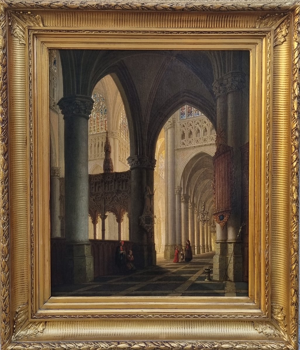 Joseph MASWIENS - Intérieur de l"église Saint Gommaire à Lierre en Belgique-photo-2