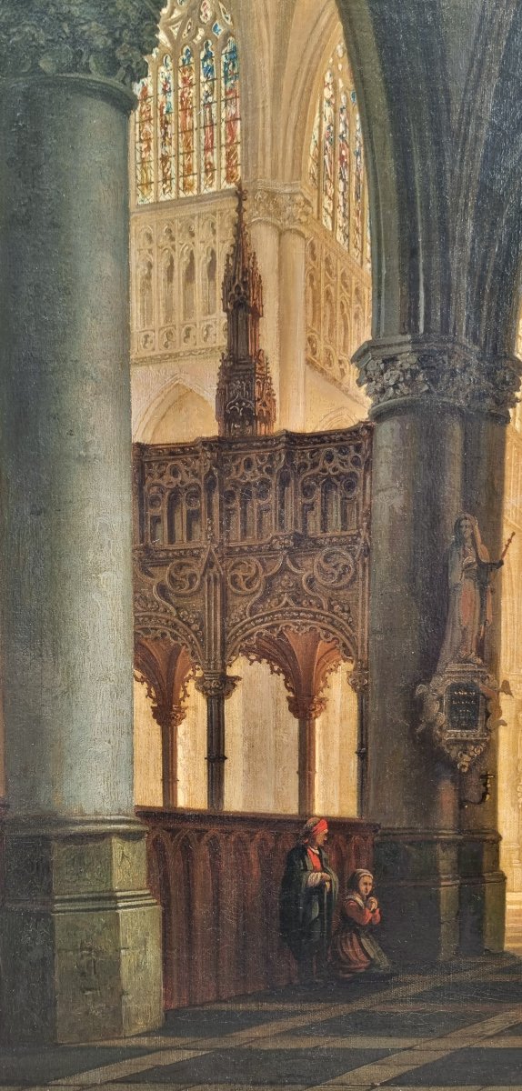 Joseph MASWIENS - Intérieur de l"église Saint Gommaire à Lierre en Belgique-photo-3